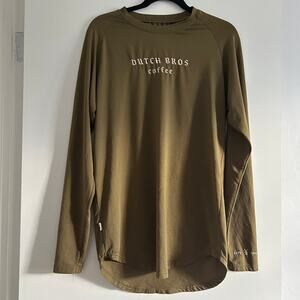 Dutch Bros Coffee Long Sleeve Performance Shirt – Olive- Men's Medium